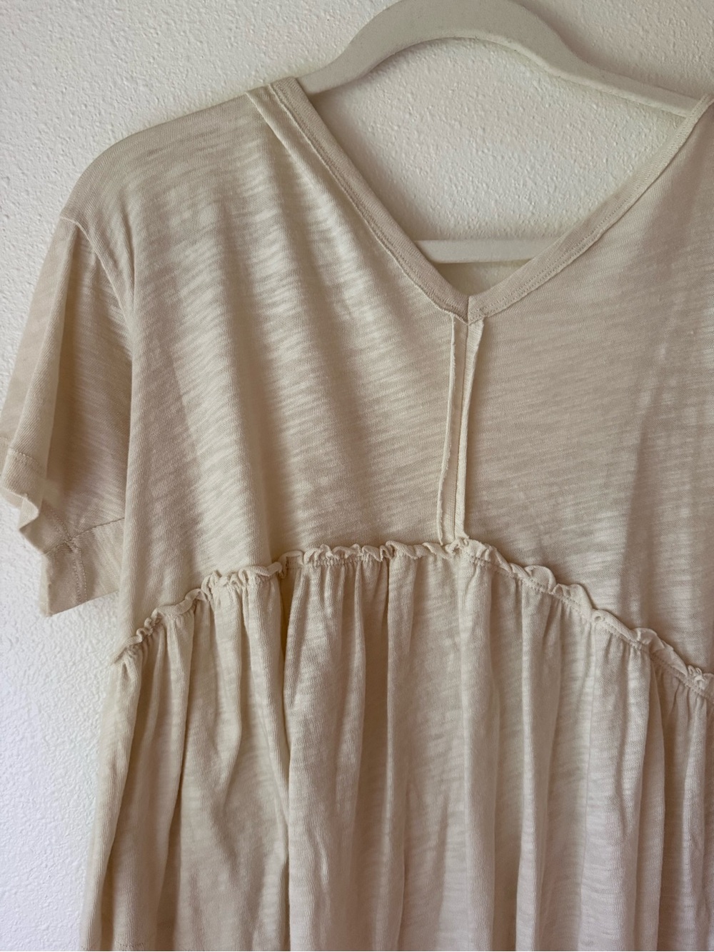 American Eagle Outfitters Cream Slub V-Neck Top